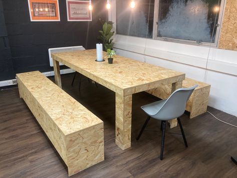 Osb Office, Osb Table, Osb Walls, Osb Furniture, Table And Benches, Furniture Design Inspiration, Secret Rooms, Space Furniture, Basement Remodeling