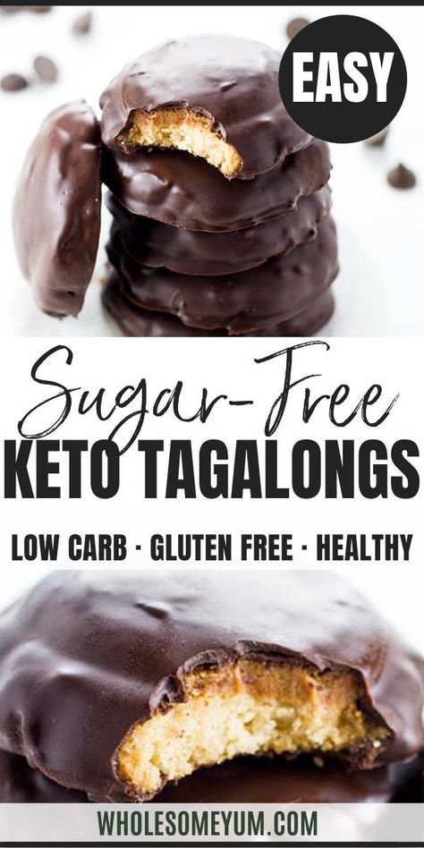 Homemade Tagalongs, Gluten Free Girl Scout Cookies, Tagalong Cookies, Tartiflette Recipe, Homemade Dessert, Cookie Recipes Homemade, Keto Friendly Desserts, Healthy Sugar, Homemade Gluten Free