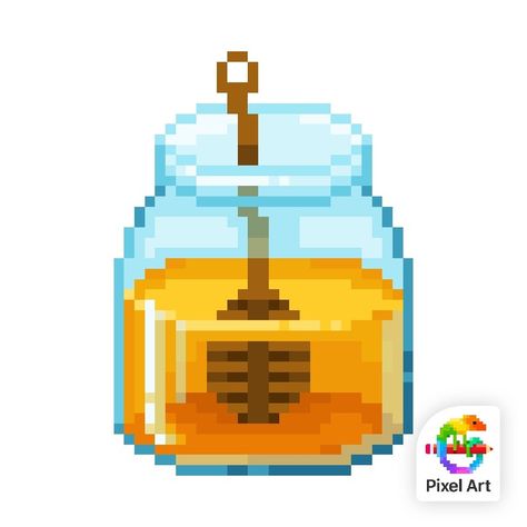 Honey Bottles, Pixel Pattern, Art Studies, Honey Bee, Beading Patterns, Pixel Art, Cross Stitch, Bee, Honey