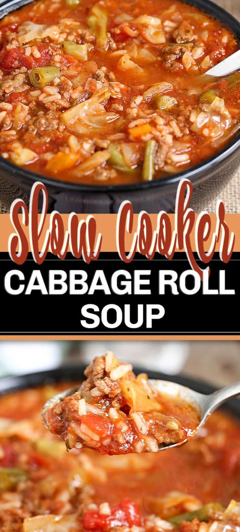 Crock Pot Cabbage Roll Soup, Crockpot Cabbage Roll Soup, Ground Beef Cabbage, Slow Cooker Cabbage, Slow Cooker Cabbage Rolls, Crock Pot Cabbage, Beef Cabbage, Cabbage Roll Soup, Cabbage Roll