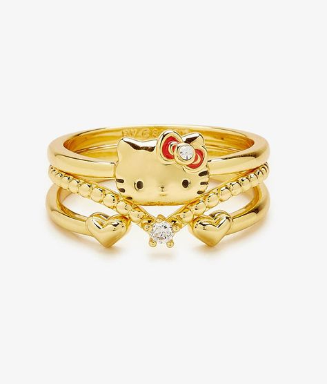 Hello Kitty Jewelry Hello Kitty Ring, Hello Kitty Charm, Xoxo Jewelry, Hello Kitty Jewelry, Promise Rings For Couples, Charm Ring, Golden Design, Expensive Jewelry Luxury, Pura Vida Bracelets