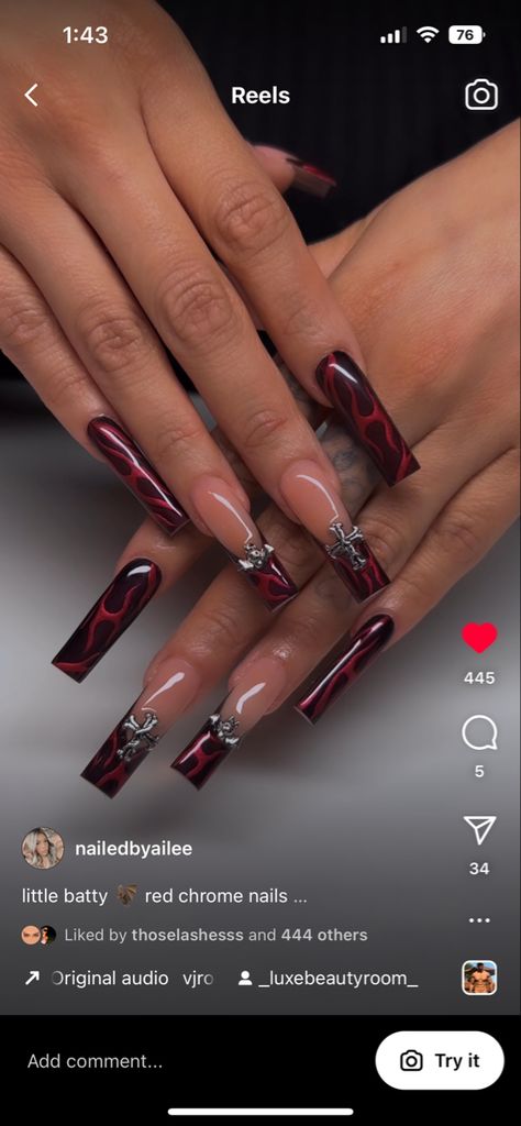 Red Aura, White Aura, Dark Red Nails, Airbrush Nails, Burgundy Nails, Nails Red, Long Acrylic, Dark Nails, Nails Inspo