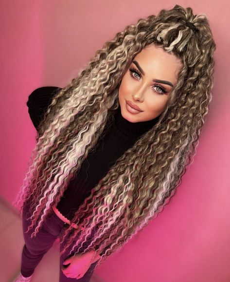 Curly Dread Extensions, Wavy Dreadlock Extensions, Hair Styles Blonde, Braided Hair Extensions, Wavy Dreads, Weaving Hairstyles, Curly Dreads, Intricate Hairstyles, Boho Knotless