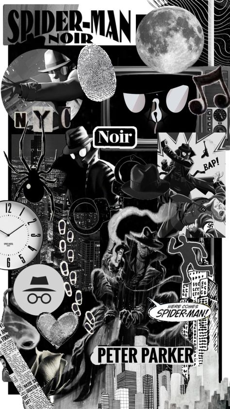 Noir Spiderman, Noir Wallpaper, Spider Noir, Spiderman Noir, Spiderman Stickers, Venom Comics, Dark Purple Wallpaper, Anime Fanfiction, Wallpaper Iphone Summer