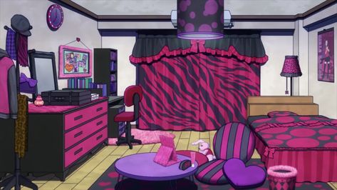 Ashido Mina's Room || Boku no Hero Academia Academia Room, Interior Design Classes, Student Room, Four Rooms, Girly Room, Outfits Polyvore, Dark Room, Asian Style, Anime Background