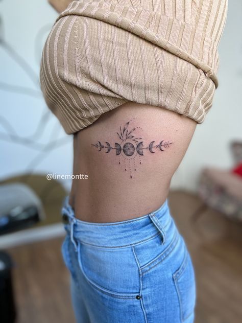 Moon phases tattoo | tatuagem fases da lua | moon tattoo | finelinetattoo Moon Phases Tattoo, Band Tattoos, Forearm Band Tattoos, Floral Moon, Cute Tattoos For Women, Dainty Tattoos, Band Tattoo, Rib Tattoo, Summer 24