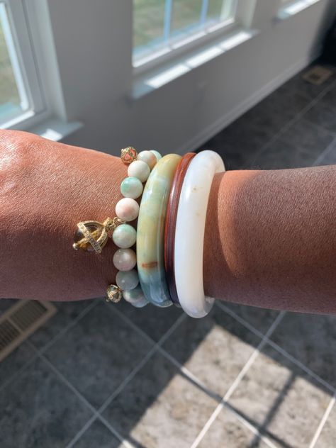 Jade Home Decor, Jade Bangle Stack, Jade Bracelet Stack, Jade Bangle Outfit, Jade Bangle Aesthetic, Jade Bracelet Aesthetic, Jade Bracelet Bangles, Jade Bangle Bracelet, Dope Jewelry Accessories