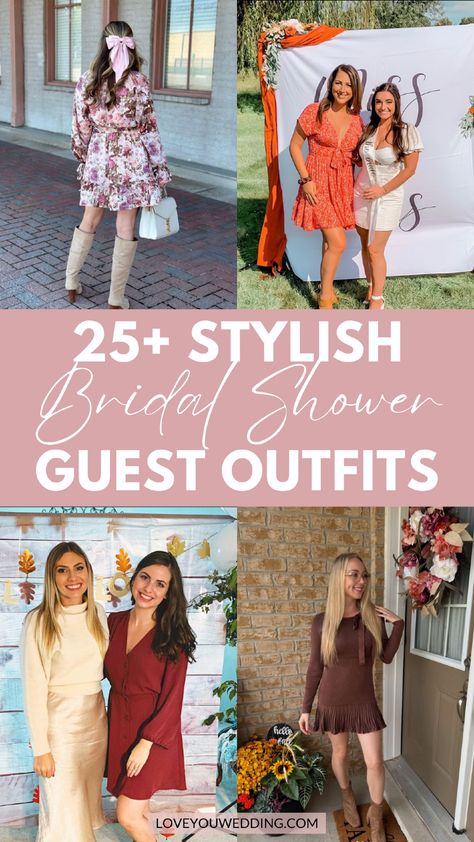 Looking for chic fall bridal shower outfit ideas as a guest? Discover our list of 25 fashionable bridal shower guest outfits for 2024! Whether you want something casual, outdoor, classy, or perfect for a brunch shower, we have outfit inspiration for every style. Cute Bridal Shower Outfits, Fall Bridal Shower Outfit, Bridal Shower Outfit Ideas, Shower Guest Outfit, Bridal Shower Outfits, Bridal Shower Guest Outfit, Effortless Fall Outfits, Wedding Music Playlist, Wedding Guest Outfit Fall