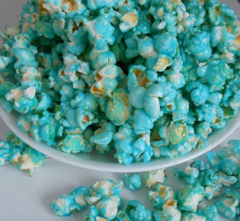 Koolaid Popcorn Recipes, Koolaid Popcorn, Potato Salad With Red Potatoes, Blue Popcorn Recipe, Colored Popcorn Recipe, Kool Aid Popcorn, Jello Popcorn, Marshmallow Popcorn Balls, Blue Foods