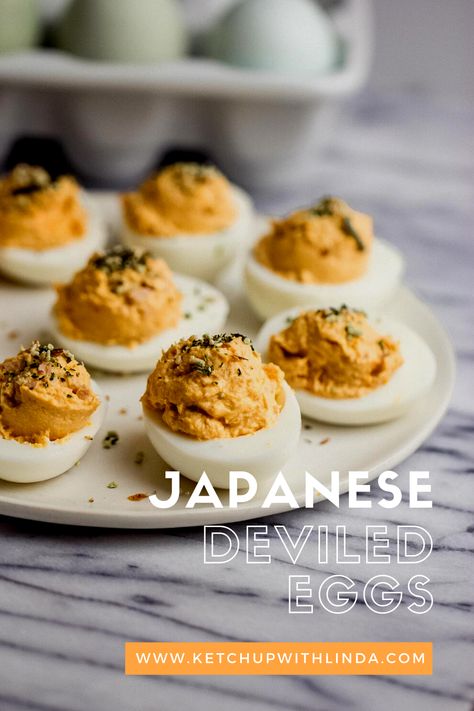 A classic side dish for any occasion, this Japanese Deviled Eggs is easy to make and a winner every time. They’re the quintessential appetizer and you’re going to want to make extra!! Japanese Deviled Eggs, Asian Deviled Eggs, Japanese Appetizers Easy, Unique Deviled Eggs, Eggs Bites, Japanese Appetizers, Japanese Diet, Sides Dishes, Ball Recipes