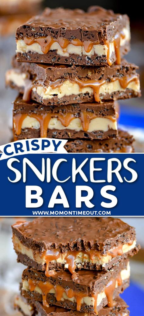 Candy Snacks For Party, Desserts Made With Candy Bars, No Bake Snickers Bars, No Bake Bar Cookies, No Bake Squares Recipes, Snicker Bars Recipe, No Bake Bars Recipes, No Bake Squares, Bake Off Ideas