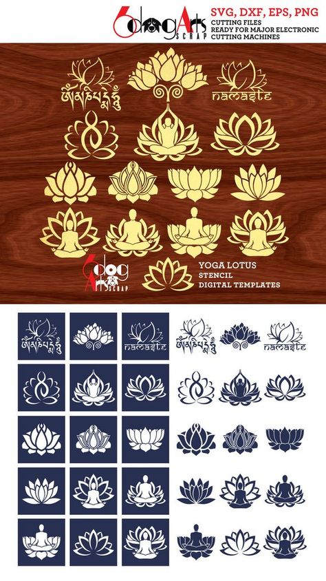 Lotus Vector, Yoga Lotus, Lotus Yoga, Mandala Stencils, Lotus Art, Plastic Stencil, Stencil Templates, Digital Templates, Lotus Design