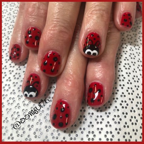 Ladybug Toe Nails, Nail Art Ladybug, Bug Nails Acrylic, Ladybug Manicure, Ladybug Nails Designs, Ladybird Nails, Bug Nail Art, Bug Nails, Ladybug Nail Art