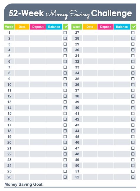 Blank Money Saving Chart, Savings Challenge Weekly, Weekly Savings Chart, 52 Week Money Saving Challenge Printable, Saving Chart, 52 Week Saving Plan, Money Challenges, 52 Week Money Challenge, 52 Week Money Saving Challenge