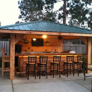 Gazebo Bar Ideas Backyards, Outdoor Bar Siding Ideas, Pergola With Bar, Backyard Bar Shed, Outdoor Tiki Bar, Diy Outdoor Bar, Bar Shed, Outdoor Patio Bar, Outdoor Kitchen Bars