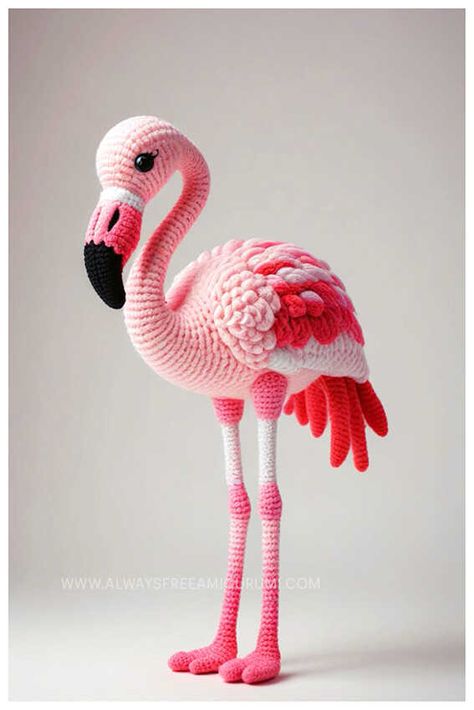 Flamingo Crafts Diy, Crochet Flamingo Pattern Free, Knitted Flamingo Free Pattern, Crochet Flamingo Keychain Pattern Free, Pink Flamingo Craft, Crochet Amigurumi Flamingo, Easy Crochet Flamingo, Apartment Beach, Flamingo Crochet Pattern