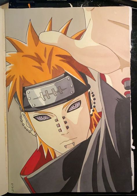 Pain (akatsuki) drawing Akatsuki Drawing, Drawing Naruto, Iron Man Drawing, Naruto Painting, Pain Naruto, Man Drawing, Color Pencil Sketch, Anime Drawing Sketches, Naruto Sketch Drawing