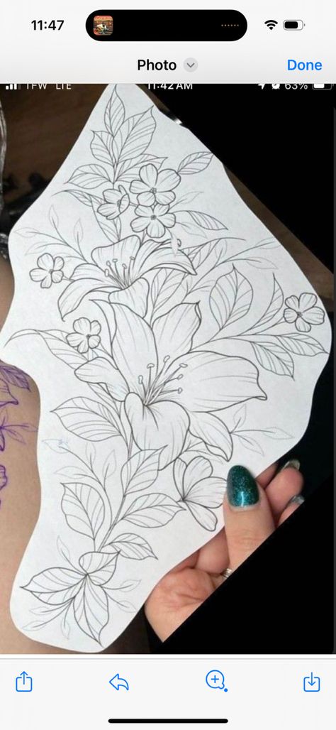 Female Flower Tattoos, Lily Tattoo Stencil, Lily Flowers Tattoo, Lilly Tattoo Design, Lilly Flower Tattoo, Tiger Lily Tattoos, Tropical Tattoo, Lillies Tattoo, Lily Tattoo Design