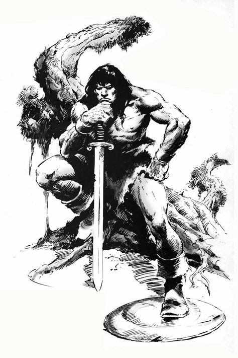 conan barbarian line drawing | John Buscema's Conan Conan O Barbaro, Conan Comics, John Buscema, Heroic Fantasy, Frank Frazetta, Conan The Barbarian, Bd Comics, Silver Surfer, Fantasy Warrior