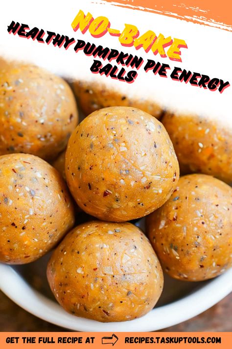 Discover the ultimate guilt-free treat with these No-Bake Healthy Pumpkin Pie Energy Balls! Packed with nutritious ingredients, these delicious bites combine the cozy flavors of pumpkin, warm spices, and a touch of sweetness for a perfect snack or dessert. Easy to make and ideal for on-the-go, they are gluten-free and loaded with protein. Whether you're looking for a quick energy boost or a wholesome addition to your meal prep, these energy balls are a must-try. Pin now to enjoy the flavors of fall No Bake Pumpkin Pie Energy Balls, Pumpkin Pie Energy Balls, Pumpkin Energy Balls, Healthy Pumpkin Pie Recipe, Protein Balls Healthy, Healthy Pumpkin Pie, Pumpkin Pie Protein, Pumpkin Pie Cake, Bake Healthy