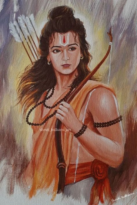 Lord Rama Paintings Art, Rama And Sita Art, Shri Ram Canvas Painting, Shri Ram Watercolor Painting, Shri Ram Painting On Canvas, Ram Ji Painting Easy, Siyaram Drawing, Rama Drawing Sketch, Ram Ji Watercolor Painting