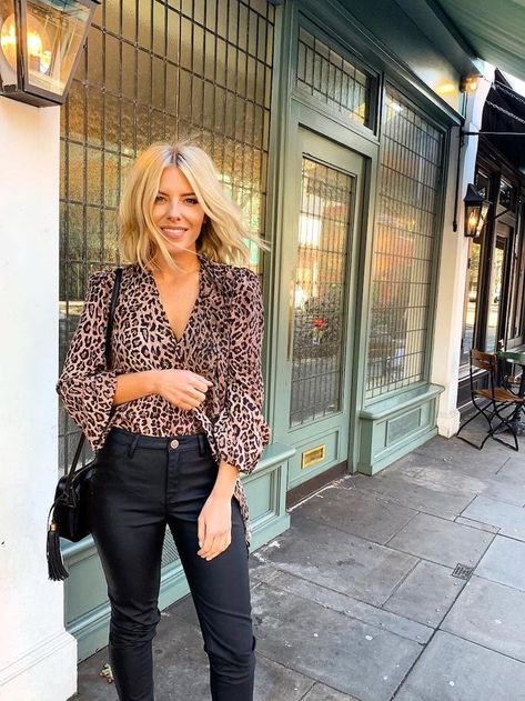 Mollie King Just Told Me Exactly How She Gets Such Glowy Skin Print Blouse Outfit, Printed Shirt Outfit, Oc Pictures, Mollie King, Celebrity Style Icons, King Fashion, Animal Print Shirts, Leopard Print Shirt, Glowy Skin