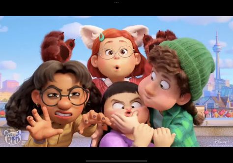 Caring Friend, Red Disney, 4 Best Friends, Turning Red, Sandra Oh, Red Party, Pixar Movies, Disney Aesthetic, Baby Dragon