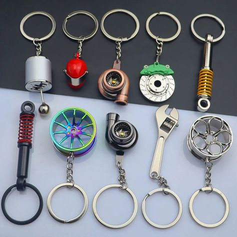 Keychain Set, Gear Head, Disc Pendant, Car Keychain, Metal Gear, Car Keys, Shock Absorber, Key Chains, Key Holder