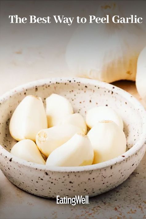 A food writer and dietitian breaks down the easiest ways to peel garlic. Our expert tips and photos will help you do it right, whether you want to peel a couple of cloves for a recipe or a lot for meal prep. How To Peel Garlic, Health Benefits Of Garlic, Benefits Of Garlic, Garlic Health Benefits, Reducing Blood Pressure, Garlic Benefits, Marinated Shrimp, Roasted Salmon, Cooking Basics