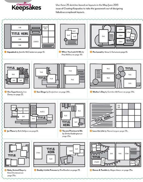 CK Sketches Scrapbook Design Layout, Creating Keepsakes, Scrapbooking Sketches, Journal Templates, Picture Layouts, Scrapbook Layout Sketches, Scrapbook Art, Journal Scrapbook, Scrapbook Templates