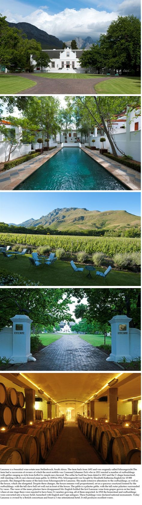 Lanzerac wine estate and hotel, South Africa. Lanzerac Wine Estate, South Africa Road Trips, Provinces Of South Africa, Clifton Beach, Cape Dutch, My Kind Of Town, Out Of Africa, Cape Town South Africa, Western Cape