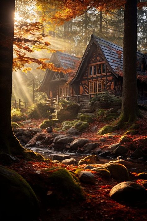 Cozy Cabin Retreat: Aesthetic Fall Evening Retreat Aesthetic, Fall Cabin, Cabin Aesthetic, Cabin Retreat, Fall Evening, Dream Pictures, Autumn Scenes, Fantasy House, Aesthetic Fall