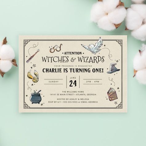 Vintage Harry Potter First Birthday Invitation - tap to personalize and get yours  #harry #potter, #magical, #wizard, #magic, Harry Potter First Birthday, Harry Potter Invitation, Vintage Harry Potter, Rainbow Party Invitations, Harry Potter Invitations, Gender Neutral Invitations, Wizard Magic, Anniversaire Harry Potter, Harry Potter Birthday Party