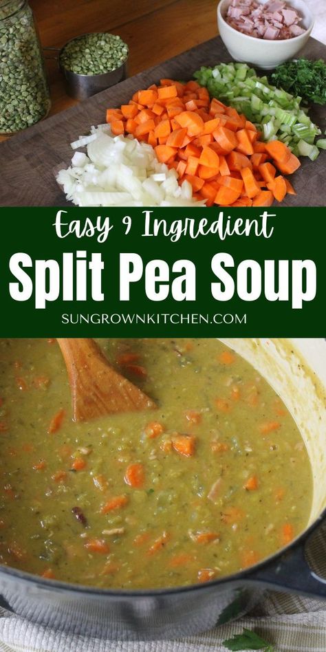 Peas Soup Recipe, Ham Split Pea Soup, Split Pea Soup Crockpot Ham Hock, Pea And Ham Soup Recipe, Split Pea Soup Recipes, Split Peas Soup, Pea Soup Recipes, Easy Pea Soup, Canned Split Pea Soup