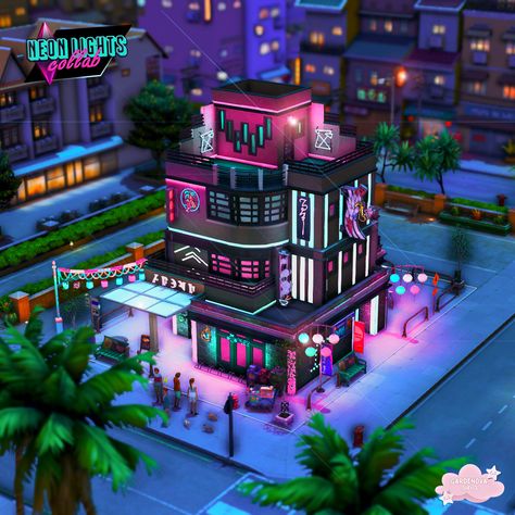 Sims 4 Commercial Lots, The Sims 4 Community Lot, Sims 4 Nightclub Build, Sims Nightclub, Sims 4 Karaoke Bar, Sims 4 Community Lots Ideas, Sims 4 Retail, Sims 4 Nightclub, Sims 4 Neighborhood