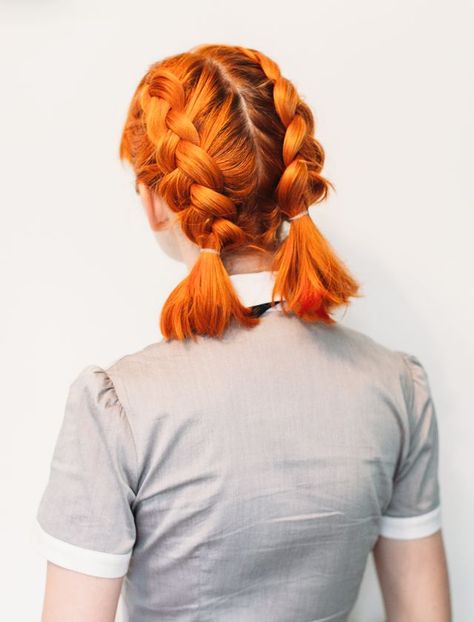 Double Dutch Pigtails for Short Hair | A Beautiful Mess | Bloglovin’ Dutch Pigtails, French Braid Short Hair, Cheveux Oranges, Undercut Haircut, Double Dutch Braid, Double Dutch, Short Braids, Beautiful Braids, Penteado Cabelo Curto