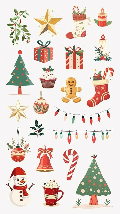 Editable cute Christmas illustration design element set | premium image by rawpixel.com / Ning Cute Christmas Tree Illustration, Christmas Elements Illustration, Christmas Candy Illustration, Christmas Clipart Free Printable, Christmas Graphic Design Illustration, Boxes Illustration, Cute Christmas Illustration, Noel Illustration, Xmas Doodles