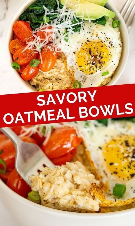 Oatmeal For Dinner Recipes, Hearty Oatmeal Recipes, Savory Breakfast Oats, Savory Oats Recipes Breakfast, Quick Breakfast Ideas Savory, Healthy Savory Oatmeal, Hearty Breakfast Ideas Healthy, Oatmeal Savory Recipes, Savory Oatmeal Recipes Breakfast