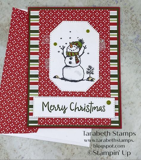 Stampin' Up Snowman Season paired with Stampin' Up Heartwarming Hugs DSP for this fun Christmas card #stampinup #heartwarminghugs #snowmanseason #christmascard #diycards #handmadecards #ilovesnowmen Stampin Up Snowman Season, Christmas Snowmen, Snow People, Snowman Cards, Beautiful Christmas Cards, Stampin Up Christmas Cards, Xmas Card, Shaped Cards, 2024 Christmas