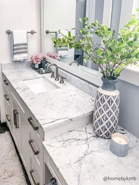 Quartz Bathroom Countertops Master Bath, Gray Quartz Bathroom Countertops, Bathroom Vanity Quartz Countertop, White Marble Countertops Bathroom, Grey Countertops Bathroom, Gray Countertops Bathroom Quartz, Bathroom Countertop Design, Marble Bathroom Countertop 67”, Bathroom Countertop