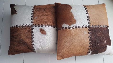 Cowhide Pillows Leather Calf Fur Western Pillowcase Cover Brown Rustic Decor #Unbranded #Farmhouse Western Pillows Couch, Cowhide Throw Pillows, Animal Hide Throw Pillows, Cow Hide Throw Pillows, Western Pillow, Western Pillows Rustic, Leather Pillows, Western Pillows, Cowhide Pillow