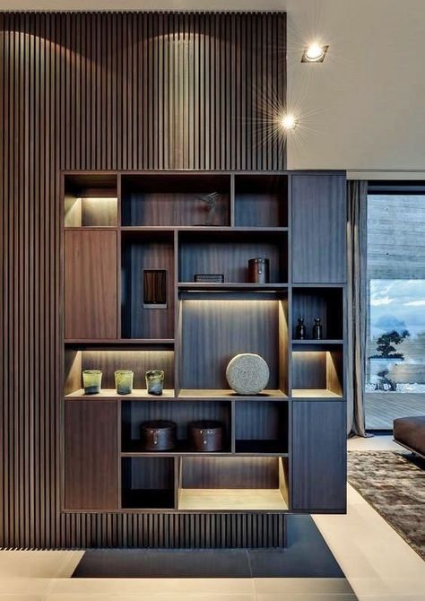 Luxury Cabinets Living Room, Modern Living Room Storage Ideas, Decorative Cabinets Living Room, Modern Livingrooms Design, Display Cabinet Design Modern, Display Units Living Room, Storage In Living Room, Modern Bookcase Design, Modern Storage Unit