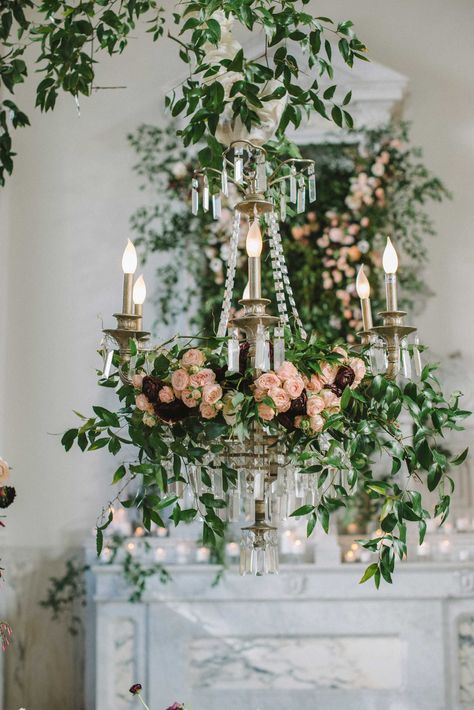 Suspended Floral Fixtures to Wow Your Wedding Guests Chandelier Inspiration, Garden Chandelier, Inside Weddings, Indoor Chandelier, Wedding Chandelier, Flower Chandelier, Yellow Room, Floral Chandelier, Rustic Glam