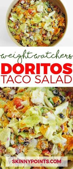 Doritos Taco Salad, Weight Watchers Recipes With Smartpoints, Weight Watchers Salad, Taco Salad Doritos, Doritos Taco, Salad Macaroni, Plats Weight Watchers, Weight Watchers Snacks, Weight Watcher Dinners