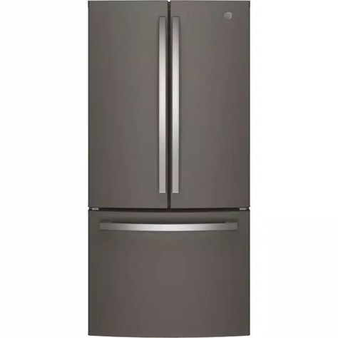 GE 33 in. W 18.6 cu. ft. French Door Refrigerator in Slate, Counter Depth, Fingerprint Resistant-GWE19JMLES - The Home Depot Slate Appliances Kitchen, Refrigerator Dimensions, Slate Appliances, New Fridge, Counter Depth French Door Refrigerator, Ge Refrigerator, Counter Depth Refrigerator, Kitchen Updates, Counter Depth