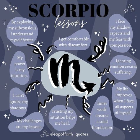 Leap Of Faith - Astrology 🔮🌙 on Instagram: “SCORPIO SEASON LESSONS // Follow @leapoffaith_quotes 🔮🌙 #scorpio #scorpioseason #scorpio♏️ #scorpiowoman #scorpioman #scorpiotraits…” Scorpio Sun Scorpio Moon, Season Lessons, Seasons Lessons, Scorpio Traits, Season Quotes, Child Of The Universe, Scorpio Zodiac Facts, Scorpio Horoscope, Scorpio Season