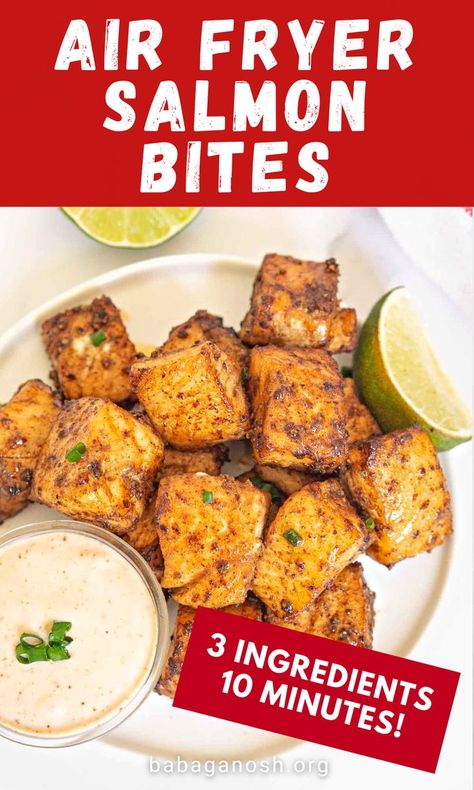 Air Fry Salmon Bites Recipes, Air Fryer Salmon Tacos Recipe, Fried Salmon Bites Air Fryer, Salmon Bites Air Fryer Recipes Healthy, Airfryer Salmon Bites Recipes, Air Fryer Fish Bites, Salmon Tacos Air Fryer, Keto Salmon Bites Air Fryer, Dipping Sauce For Salmon Bites