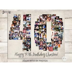 40th Photo collage Diy Birthday Gifts For Sister, 40th Wedding Anniversary Gifts, 40th Anniversary Party, Birthday Photo Collage, Collage Foto, 40th Anniversary Gifts, Shape Collage, Honeymoon Photos, Birthday Collage