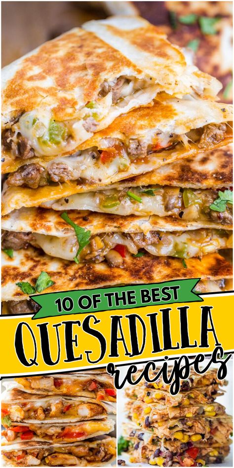 Best Quesadilla Recipes include seasoned beef, chicken, peppers, and lots of cheese sandwiched in-between two tortillas. These recipes are known for their deliciously bold flavors and easy to follow directions.

You can try one, or you can try them all! I'm sure these easy to make quesadilla dinner recipes will become your new favorite go-to recipes for your family. Best Quesadilla Recipe, Quesadilla Recipes Easy, Chicken Peppers, Quesadilla Recipe, Quesadilla Recipes, Mexican Food Recipes Easy, Läcker Mat, Lost 100 Pounds, Chapati