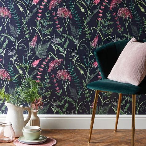 Navy Backdrop, Bee Room, Flamingo Garden, Winter Pins, Garden Wallpaper, Navy Wallpaper, How To Hang, Black Backdrops, British Heritage